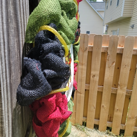 Celebrate Juneteenth Handmade Burlap Wreath- 21 inches - Picture 7 of 12